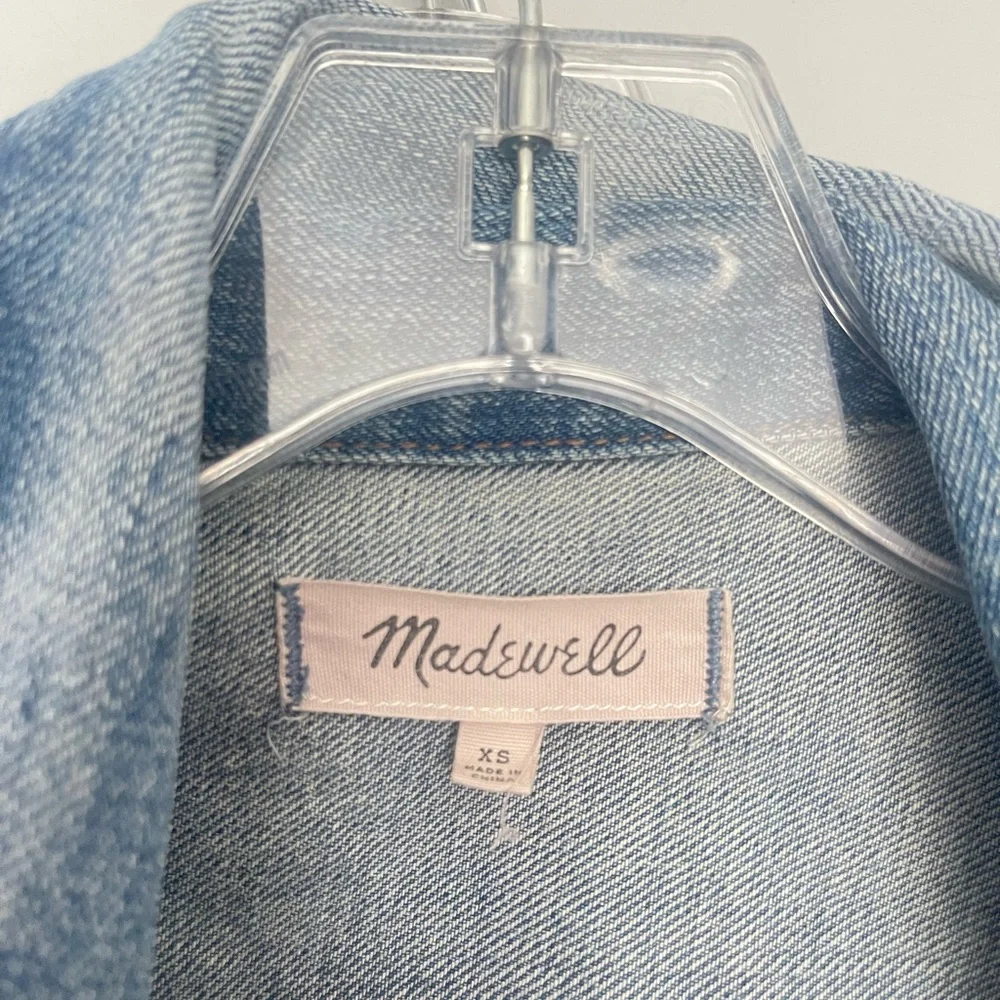 Madewell The Boxy Crop Jean Jacket in Woodcourt Wash XS Preppy Classic Denim - Picture 7 of 14